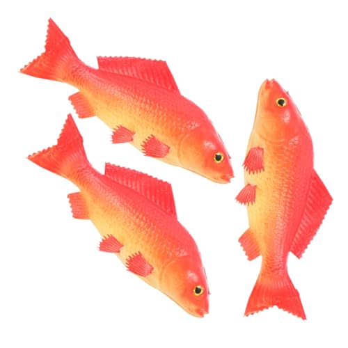 DIKACA 3 Stück Simulation Fischmodell gefälscht Ornamente klein Bad Tank künstliche Fische plastikfische Innendekorationen gartendeko Desktop-Fischdekoration Künstlicher Karpfen Pu rot von DIKACA