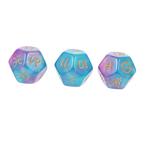 DIKACA 3 Stück Sternbild Zahlenwürfel büro Spiele bürospiel Board Game catchring Family Game unikal Spielwürfel mehrseitige Digitale Mini- Acryl Violett von DIKACA