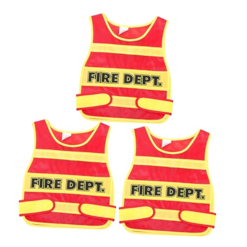 DIKACA 3 Stück Teiliges Feuerwehr Kostüm mit Authentischer Feuerwehrweste Atmungsaktiv und Flexibel für Rollenspiele Fördert Kreativität und Soziale Fähigkeiten bei Halloween und von DIKACA