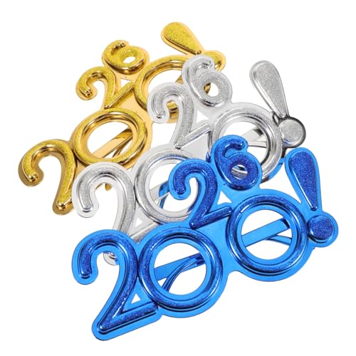 DIKACA 3 Stück Teiliges Zahlenbrillen mit Ausrufezeichen Dekoration Bunte Glitzer Neujahrsbrillen für Silvesterparty Unisex Auffällige Foto-requisiten für Festliche Feiern von DIKACA