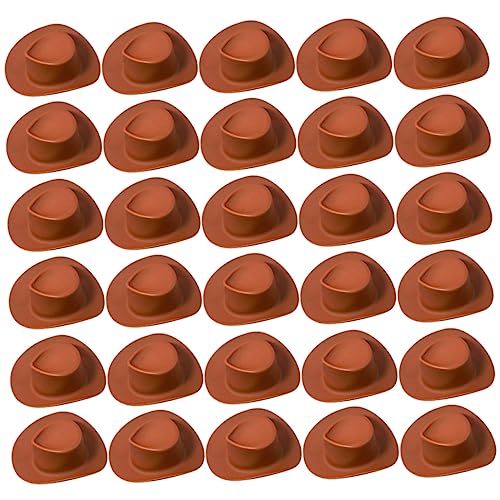 DIKACA 30 Stück Cowboy-Hut Cute Decor Dekoration Weihnachten weihnacjtsdeko türdeko Weihnachten weihachtsdeko ausgestopft Funky kleine Tortenhüte Hut winzige Dekore Plastik Chocolate von DIKACA