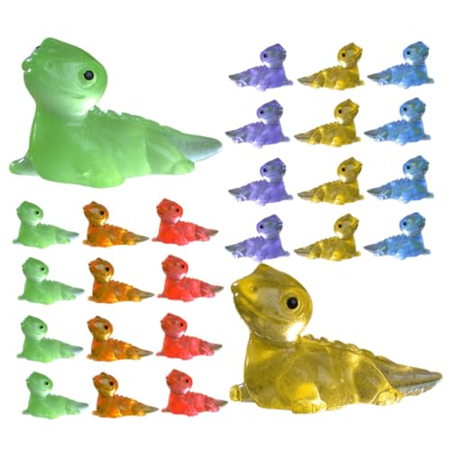 DIKACA 30 Stück Leuchtende Echsenschmuck Figur Tiere Realistisch Ornament Miniaturen Klein Winzig Party Kinderspielzeug Gecko Gefälscht Drinnen Glühen Mikro Harz von DIKACA