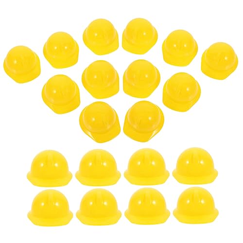 DIKACA 30 Stück Mini-Bauhut puppenzubehör geburtstagsdeko Sicherheitshelm Dekoration doll Accessories gilbe Seidenhaube Satinhaube Puppe Mini-Helme DIY-Helm Plastik Yellow von DIKACA