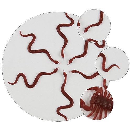 DIKACA 36 Stück Simulation Schlange Halloween-Trickspielzeug realistische Schlangen-Requisite Halloween Gadget Halloween Horror Halloween-Schlangenstütze Plastik Brown von DIKACA