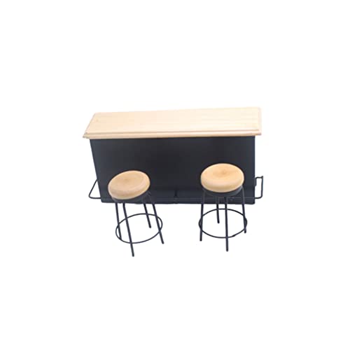 DIKACA 3Stücke Bartheke mit Holzschreibtisch und Kleinen Stühlen Dekoration für Puppenhaus und Mikrowelt Stabil und Leicht für Kreative Spielszene DIKACA 3Stücke Bartheke mit Holzschreibtisch und Kleinen Stühlen Dekoration für Puppenhaus und Mikrowelt Stabil und Leicht für Kreative Spielszene von DIKACA