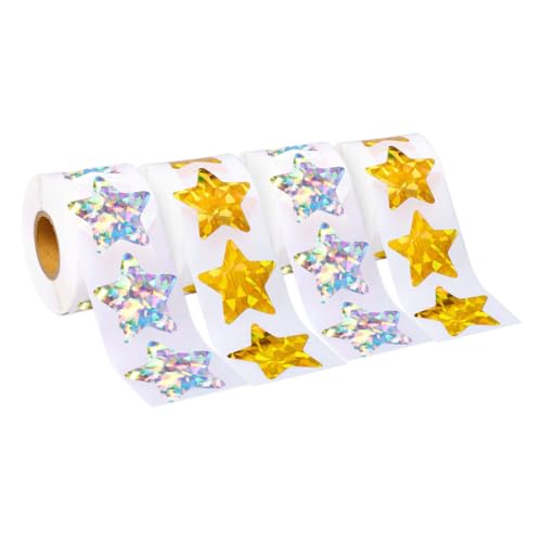 DIKACA 4 Rollen Sternaufkleber Pentagramm Druckaufkleber Pentagrammförmige Klebeaufkleber Belohnungsdruckaufkleber Belohnungsaufkleber Kindergartenaufkleber Selbstklebende Aufkleber PVC von DIKACA