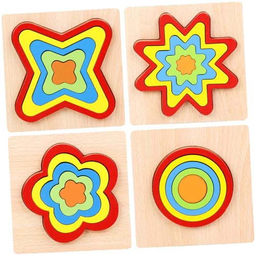 DIKACA 4 Sätze Formpuzzlespielzeug kindergeburtstags mitgebsel Shapes Puzzle holzspielzeug frühkindliche aufklärung Educational Toys kinderspielzeug Lernspielzeug für Holzbausteine von DIKACA