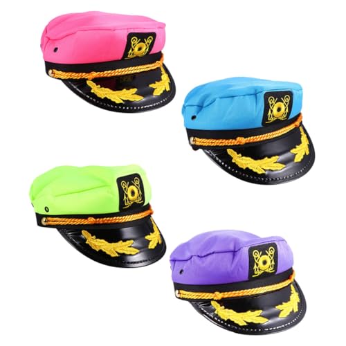 DIKACA 4 Stck. Teiliges Matrosenmützen für Erwachsene Leichte und Atmungsaktive Kapitänshüte Blau Grün und Vielseitig Verwendbar als Partyhut Cosplay und Fotorequisite für Damen und von DIKACA