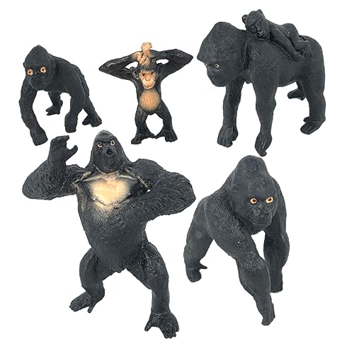 DIKACA 4 Stück Affenspielzeug Tierspielzeug Modell Waldtierstatue Tierstatue Geschenk Schimpansenfigur Waldtierfiguren Tierische Schimpansenverzierung Puppe Plastik Puzzle Kind von DIKACA