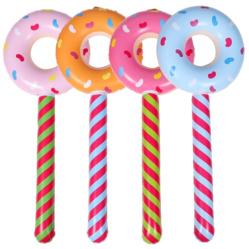 DIKACA 4 Stück Aufblasbarer Donut-Stick Donut aufblasbar Ö geformt Schwimmbecken Riese Creme hühner aufblasbare donut PVC aufblasbares für PVC-Donut-Lutscher von DIKACA