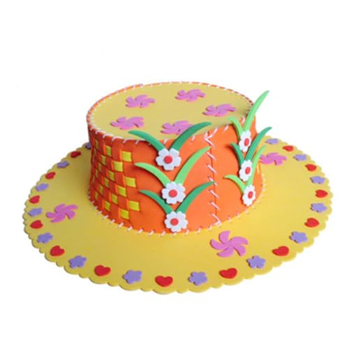 DIKACA 4 Stück UV-Schutzmütze für Kinder DIY-Cartoon-Sonnenhut DIY Sonnenhut dekorativer Zylinder DIY Hut für Kinder kindermützen selber machen DIY-Hüte dreidimensional Spielzeug von DIKACA