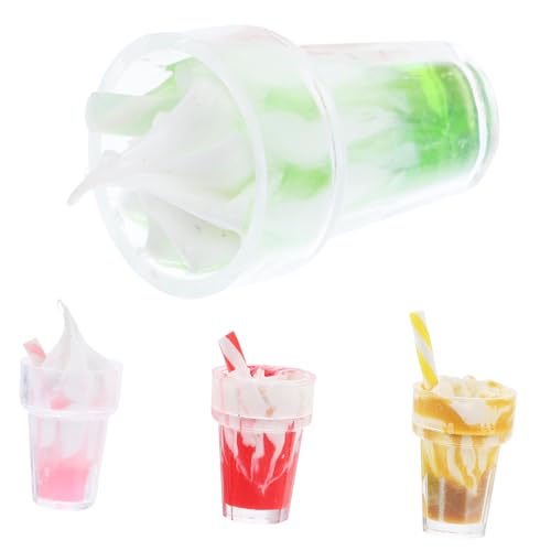 DIKACA 4 Stück Essen Im Puppenhaus Mini-hauseis Mini-hausschmuck Puppenhauszubehör Simulationsspielzeug Mini-dessertverzierung Küche Geschirr Mini-Eiscreme-Ornament Harz von DIKACA