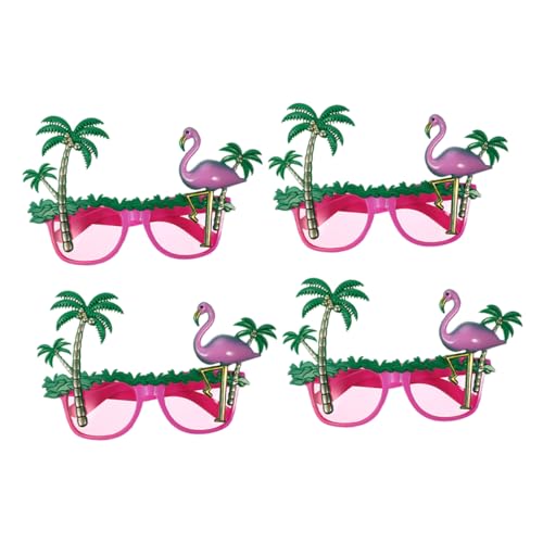 DIKACA 4 Stück Hawaii Partybrillen Flamingo Kokosbaum Sonnenbrillen Lustige Tropische Brillen für Strand Pool Tanzparty Accessoires von DIKACA