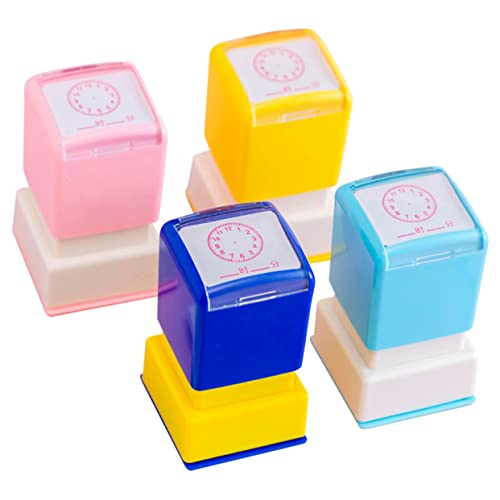 DIKACA 4 Stück Kinderuhr Stempel Weltraum Namensstempel Etikettenmarker Lehrerstempel Uhr Kinderstempel Stempeln Selbstfärbende Stempel Für Namensstempel Für von DIKACA