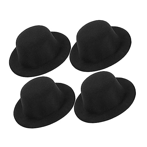 DIKACA 4 Stück Kleine Mütze Froschmütze Haustier Rundzylinder Kleine Puppenmütze Mini Zylinder Mützen Set Weihnachtsmützen Für Puppen Totenkopfkappe Schneemann Bastelmütze Filz von DIKACA