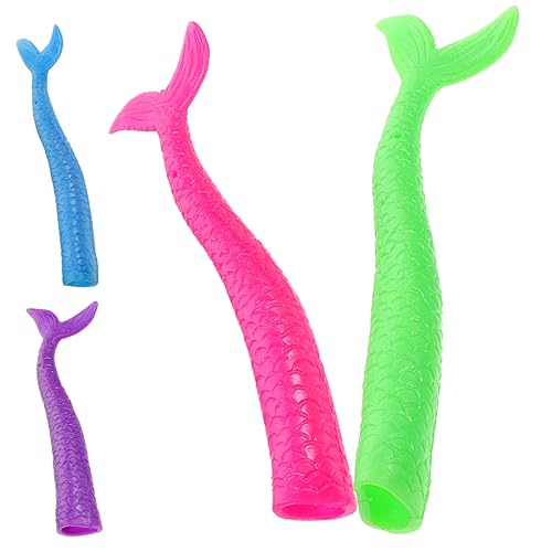 DIKACA 4 Stück Merman Finger Puppe Meerjungfrau Storytime Fingerspielzeug Meerjungfrauenschwanzpuppen Meerjungfrau Für Finger Cartoon-fingerpuppe von DIKACA