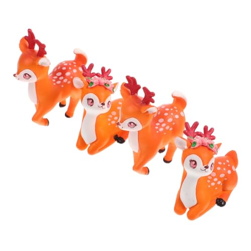 DIKACA 4 Stück Mikro-landschaftsverzierung Desktop-tierdekor Figur Miniaturen Reh Hirsch Dekorationen Selber Basteln Für Klein Miniatur-hirschstatuen Autoverzierung Tierstatuen Pvc von DIKACA