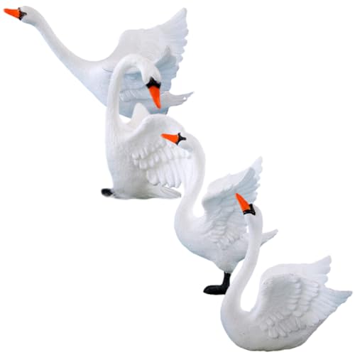 DIKACA 4 Stück Mini Schwan Ornament Winzige Figuren Basteln Kleines Puppenhaus Miniatur Gartenzubehör Landschaftsbau Mini Schwan Figuren Massenornamente Schwan Skulpturen von DIKACA