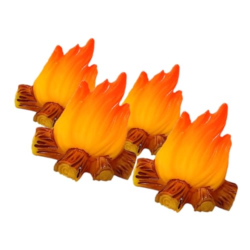 DIKACA 4 Stück Miniatur-Lagerfeuer-Feuer-Ornament, Mini-Feuer-Modell, Kunsthandwerk, Gefälschtes Feuer, Vorgetäuscht, Lagerfeuer-Spielzeug, Miniatur-puppenhaus-Dekoration von DIKACA