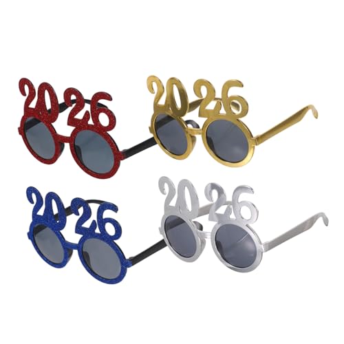 DIKACA 4 Stück Partybrillen in Gold Silber Blau Rot Glitzernde Fotorequisiten aus Robustem Pc Material für Silvester Fasching Kostümzubehör und Festliche Feiern DIKACA 4 Stück Partybrillen in Gold Silber Blau Rot Glitzernde Fotorequisiten aus Robustem Pc Material für Silvester Fasching Kostümzubehör und Festliche Feiern von DIKACA