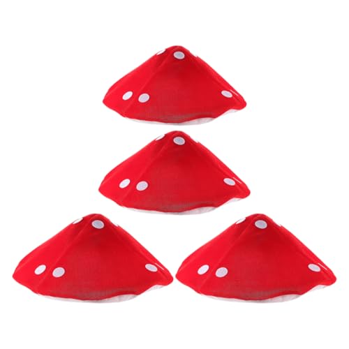 DIKACA 4 Stück Pilzhut Für Jungen Und Mädchen Cosplay-party-anziehkappe Rotes Pilz-design Dehnbares Band Neuartiges Party-zubehör von DIKACA
