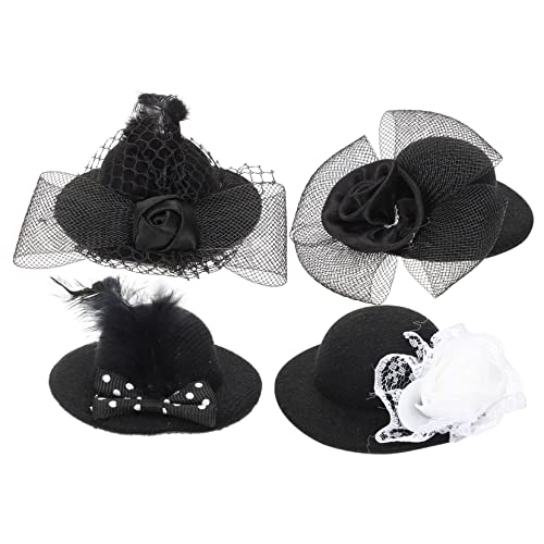 DIKACA 4 Stück Puppe Verkleiden Hut Hüte Für Die Teeparty Bastelpuppe Zylinder Für Kostüm Teepartyhüte Für Mädchen Zubehör Lustig Süße Mützen Mini Klein Winzig Erwachsene Stoff von DIKACA