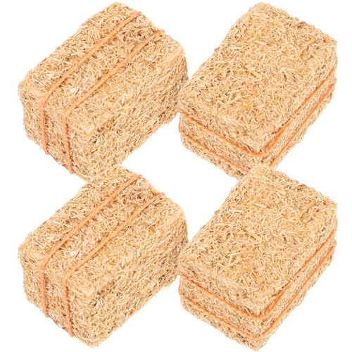 DIKACA Miniatur- -Set 4 Stück Mini-heuballen Künstliche Heuballen Für Puppenhaus Mini-quadratform Ornament Bauernhofballen Spielzeug von DIKACA
