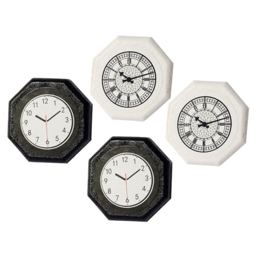 DIKACA 4 Stück Puppenhausdekor Machen Miniatur Wanduhr Leben winzig puppenhauszubehör Dollhouse Accessories kleine Uhr Mini-Hausdekoration Mini-Uhrenfigur Mini Hauspendeluhr Hausbodenuhr von DIKACA