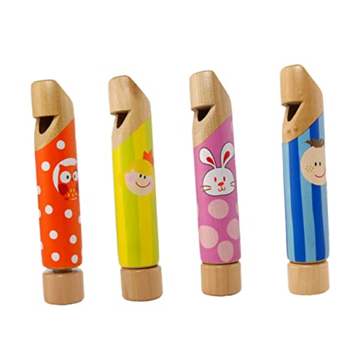 DIKACA Musikspielzeug Für Die Früherziehung Mundharmonika-Spielzeug Für Kinder Pfeife Aus Holz Musikinstrument-Spielzeug 4 Stück Pfeifenspielzeug Leuchtende Farben Zufällige Farbe von DIKACA