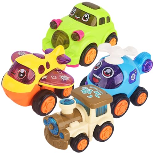 DIKACA 4 REIBUNGSAUTO Kinderspielzeug Spielzeug für Kleinkinder Spielzeug für Babys Spielzeugfahrzeug Verschleißfestes Spielzeugauto tragbares Auto zum Zurückziehen Karikatur Wagen von DIKACA