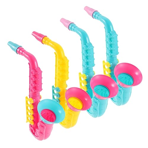 DIKACA 4 Stück Saxophon Blasspielzeug Musikspielzeug Musikinstrumente Blasinstrument Instrumente Spielzeugmodelle Saxophon Modelle Musikinstrument Saxophon Kunststoff von DIKACA