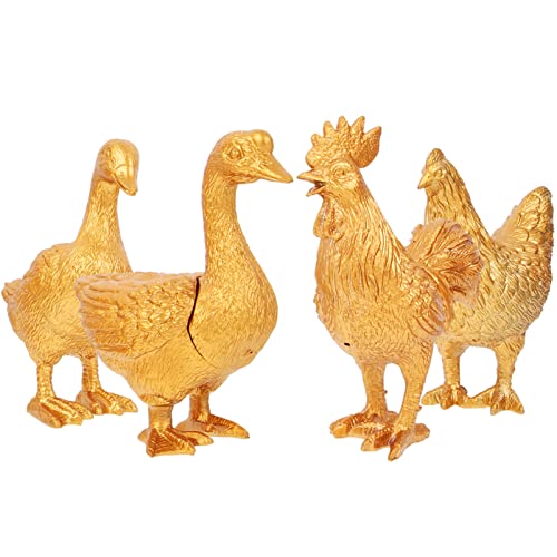 DIKACA 4 Stück Simulationstiermodell Tiere Mikrogartenzubehör Goldene Tierfigur Kleines Tier Tiermodell Für Mini-Enten Modelle Kind Plastik Einstellen Kleine Tiere von DIKACA