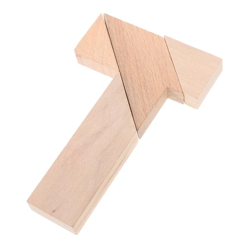 DIKACA 4 Stück T-Wort-Puzzle Vier Tricks Erwachsene Rätsel Klassenzimmer für Teaser T Form Puzzlewürfel Reißbrett-Puzzle Formspielzeug Denksportaufgaben Frühes Lernen Holz Khaki von DIKACA