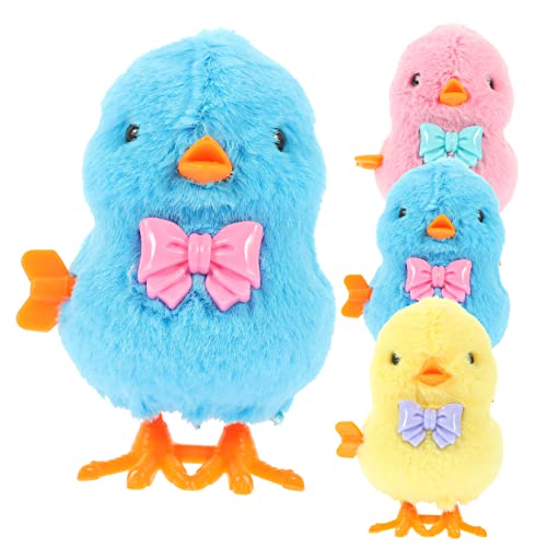 DIKACA 4 Stück Uhrwerk Plüsch Hühnchenspielzeug Tierspielzeug für springendes küken aufziehspielzeug Aufziehbares springendes Hühnerspielzeug Kuscheltier Huhn Abs Zufällige Farbe von DIKACA