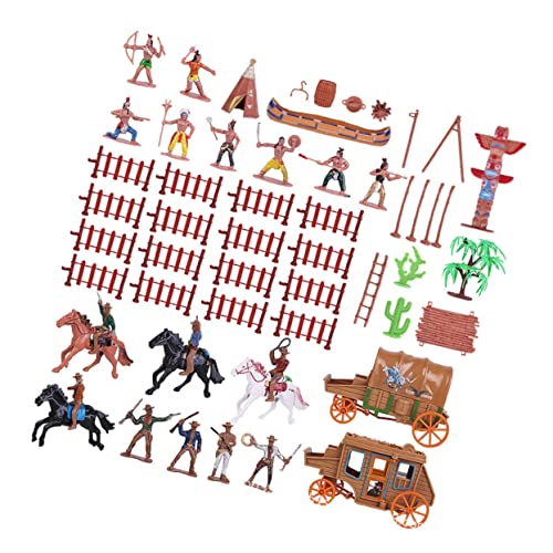 DIKACA Puzzle-Spielzeug 43st -Modell-Ornamente Simulationsfiguren Und Figuren Spielset -actionfiguren -Modelle Figuren Der Amerikanischen Ureinwohner Sandkasten Kind Plastik Indien von DIKACA