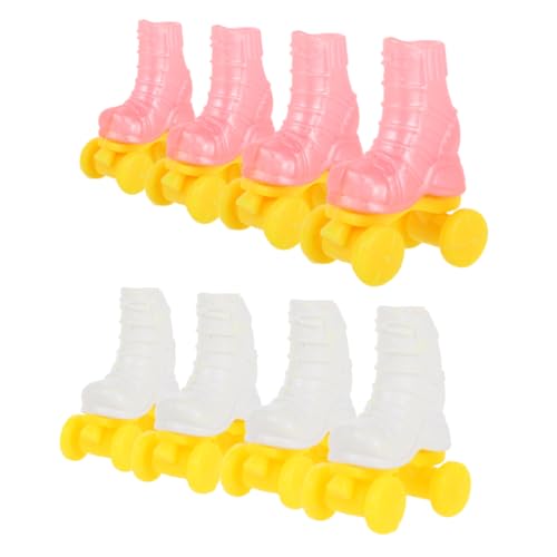 DIKACA 4Paare Puppen Rollschuhe Eislaufdekor für Puppen Handwerkskunst Robuste Konstruktion für Dekoration und Landschaftsbau Innen und Außenspiel von DIKACA
