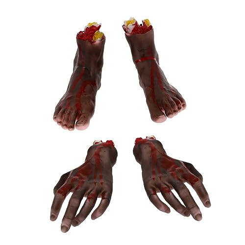 DIKACA 4Stücke Blutige Hand Requisiten Für Halloween Gruselige Dekoration Für Haunted Houses Accessoires Für Karneval Und Halloween Partys von DIKACA