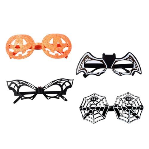 DIKACA 4Stücke Lustige Halloween Brillen Im Kostümaccessoires Mit Spinnen Kürbissen Und Fledermäusen Karneval Maskerade Und Partys von DIKACA