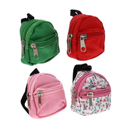 DIKACA 4Stücke Mini Puppenrucksack Teiliges für Puppenhaus Dekoration Entzückende Farbenfrohe Mini Rucksäcke aus Hochwertigem Material DIY Puppenzubehör und Kreative von DIKACA