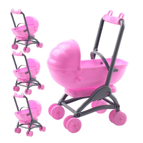 DIKACA 4Stücke Teiliges Puppenspielzeug Kinderwagen Rosa Realistisches Zubehör für Kinderwagen für Rollenspiele und Puppenhaus Ergänzung für Kleine von DIKACA