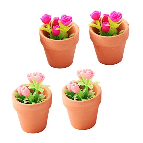 DIKACA 4Stücke Topfpflanze Lifelike Dollhouse Blumen Modell für Puppenhaus Dekoration Kleine Gartenpflanzen für Kreatives DIY Puppenhaus Zubehör und Rote Rosen DIKACA 4Stücke Topfpflanze Lifelike Dollhouse Blumen Modell für Puppenhaus Dekoration Kleine Gartenpflanzen für Kreatives DIY Puppenhaus Zubehör und Rote Rosen von DIKACA