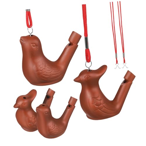 DIKACA 4Stücke Vogelpfeife Teiliges Keramikspielzeug mit Lanyards Wasserfüllbare Pfeifen Vogel Design Handgefertigte Töpferpfeifen für Vogelbeobachtung und Spielzeugspaß DIKACA 4Stücke Vogelpfeife Teiliges Keramikspielzeug mit Lanyards Wasserfüllbare Pfeifen Vogel Design Handgefertigte Töpferpfeifen für Vogelbeobachtung und Spielzeugspaß von DIKACA