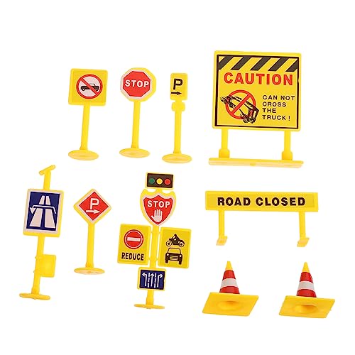 DIKACA 5 Mikro-landschafts-Verkehrsschild Straßenschild Miniatur Beschilderung Verkehrszeichen Für Klein Dekoration Szene Simulierte Verkehrszeichen Yellow Plastik von DIKACA