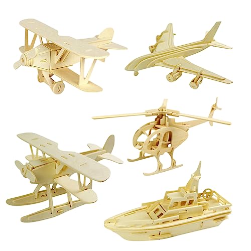 DIKACA 5 STK Dreidimensionales 3D-Holzpuzzle Flugzeugspielzeug für Kinder 3D-Puzzle Spielset aus Holz Spielzeuge kinderpuzzles aus Holz Holzpuzzles für Kinder hölzern Dekorationen Bambus von DIKACA