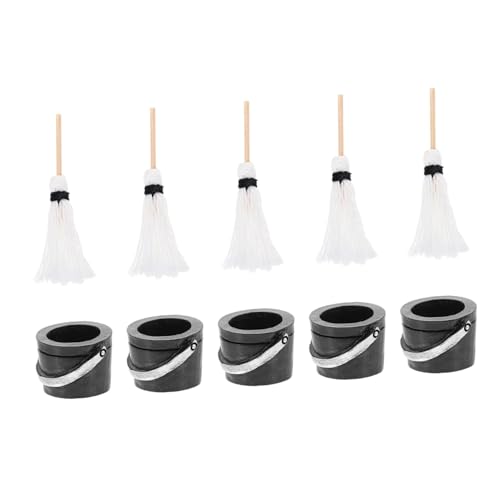 DIKACA 5 Sätze Mop und Eimer Teiliges Puppenhaus Zubehör für DIY Mikrolandschaften und Mini Dekorationen für Bastelprojekte und Fotorequisiten DIKACA 5 Sätze Mop und Eimer Teiliges Puppenhaus Zubehör für DIY Mikrolandschaften und Mini Dekorationen für Bastelprojekte und Fotorequisiten von DIKACA