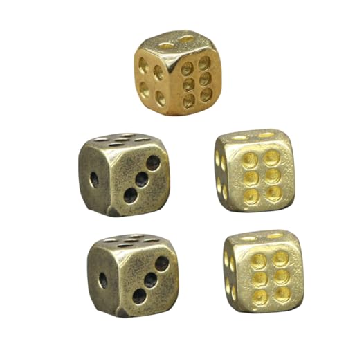 DIKACA 5 Stück Aus Reinem Kupfer Einzigartig Phantasie Party Spielwürfel -stütze Klein Miniatur -requisitenspielzeug Würfeltischspiel Reines Kupfer von DIKACA