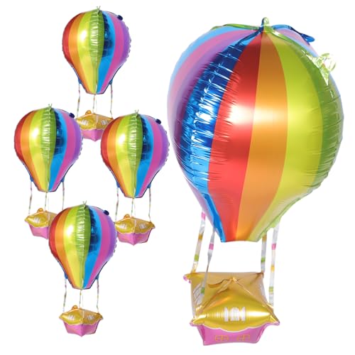 DIKACA 5 Stück Heißluftballon Aluminiumballon Partyballons Korb Discoballon Happy Birthday Ballon Ballonbogen Kit Nummer Geburtstagsballons Gelbe Ballons Aluminiumfolie von DIKACA