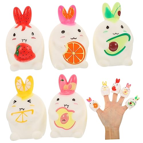 DIKACA 5 Stück Kaninchen-Fingerpuppe interaktives Weihnachten wichtelgeschenk Fantasiespielzeug Tierhandpuppen Fingerpuppen in Hasenform Fingerspielzeuge weiches Gummi von DIKACA