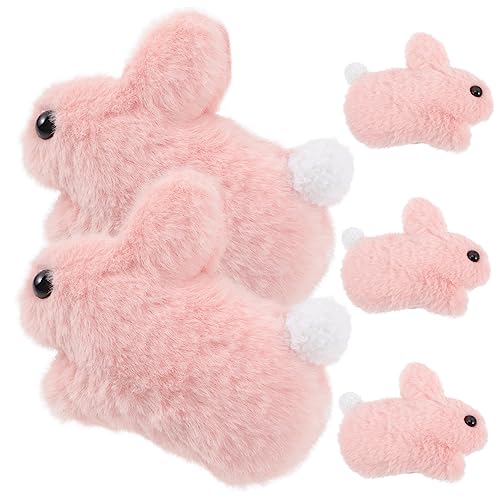 DIKACA 5 Stück Kaninchen Zubehör Schlüsseldekorationen Zum Aufhängen DIY Stoffhasen-schlüsselanhänger Hasentaschen-anhänger Gefüllter Hase Schlüsselanhänger Taschenanhänger Plüsch Rosa von DIKACA