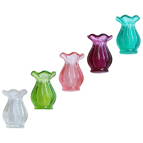 DIKACA 5 Stück Minivase Miniatur Container Pfingstrosen Puppenhauszubehör Kleine Vase Für Puppenhaus Puppenhaus-vase Anlage Puppenhaus Pflanzen Künstlich Blumenvase Einzigartig Harz von DIKACA